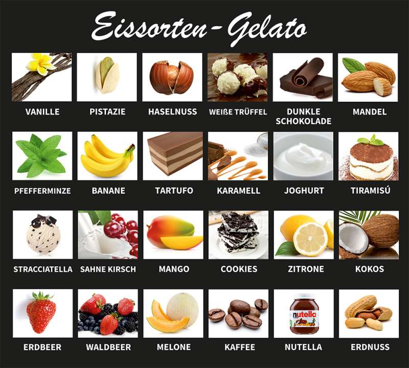 Eissorten Schild 100x100cm