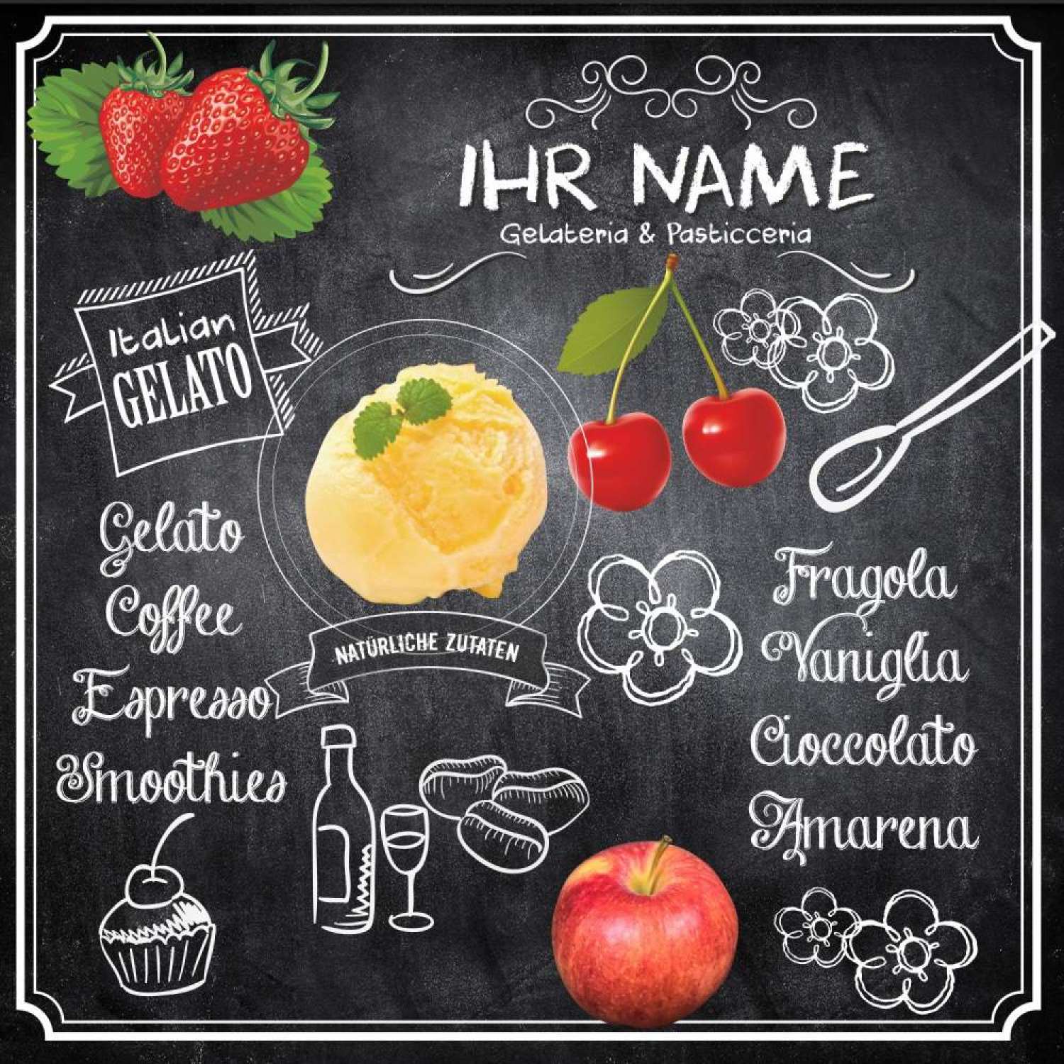 Eiscafé Wandpanel 150 x 150 cm