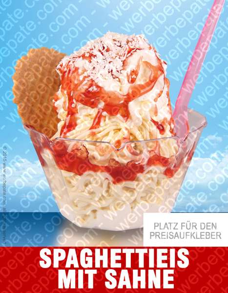 Spaghetti Eis mit Sahne