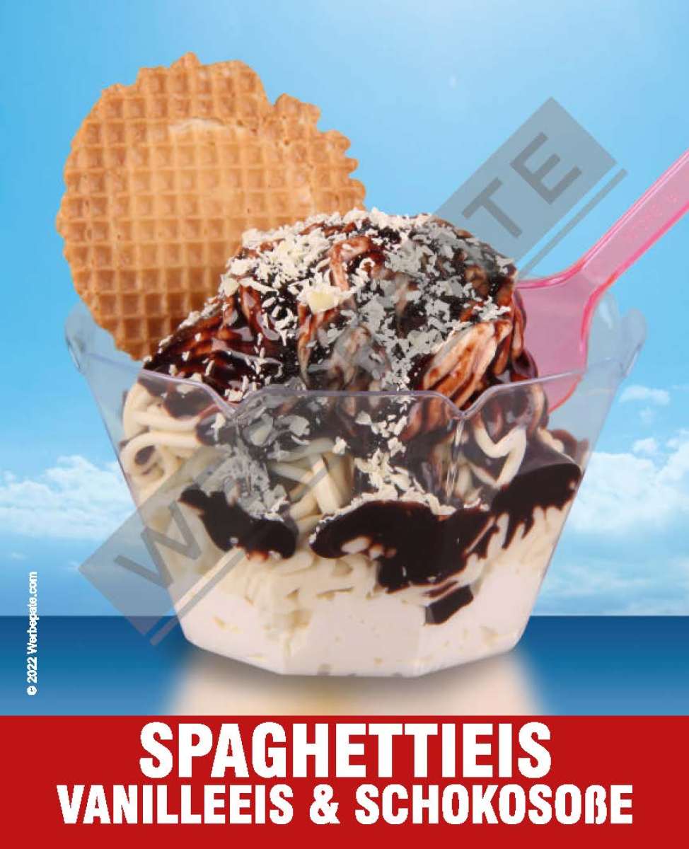 Produkt -Spaghettieis mit Schokosoße Magnetschild