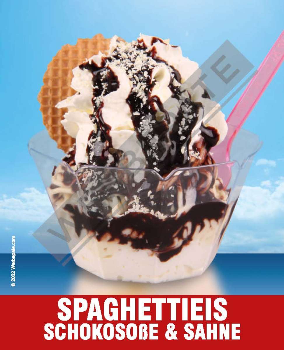 Produkt -Spaghettieis mit Schokosoße Sahne Magnetschild