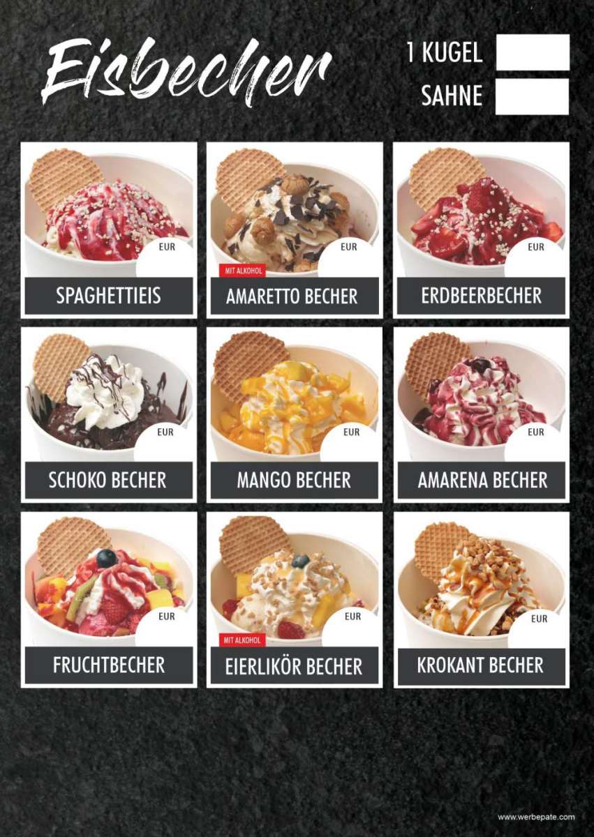 Produkt -Eisbecher Togo A1 Plakete